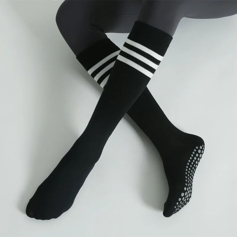 Autumn Winter Womens Anti-Slip Cotton Yoga Socks – Mid-Calf Terry Pilates & Ballet Grip Fitness Socks