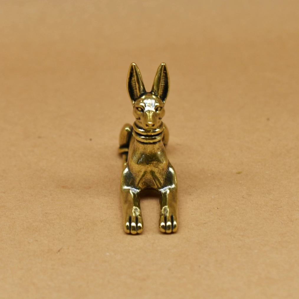 Exquisite Vintage Brass Egyptian Pharaoh Hound Statue for Shelves and Decor