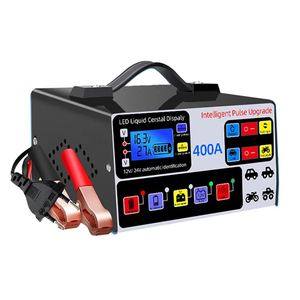 Smart Car Battery Charger 12V 24V with LCD Display Pulse Repair