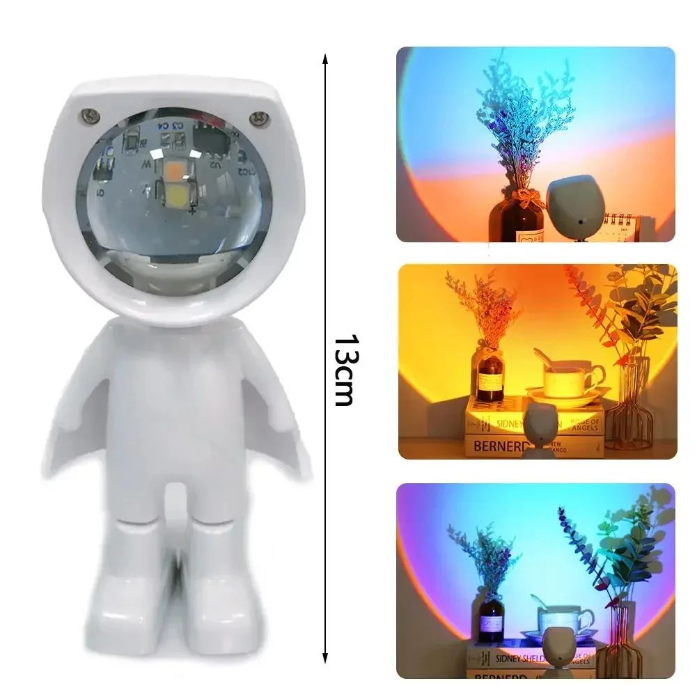 Astronaut Robot LED Sunset Projection Lamp Rechargeable Mood Light