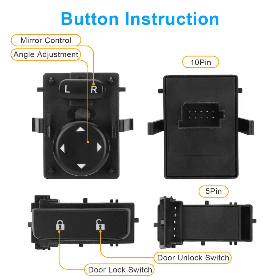 Left Door Lock & Mirror Switch Driver for GMC Sierra & Chevy Silverado