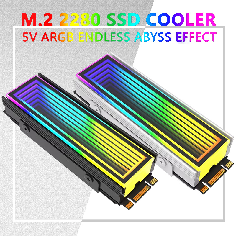 Aluminum ARGB SSD M.2 Cooler with 5V/3Pin AURA Sync, Heatsink for 2280 NVMe Solid State Drives