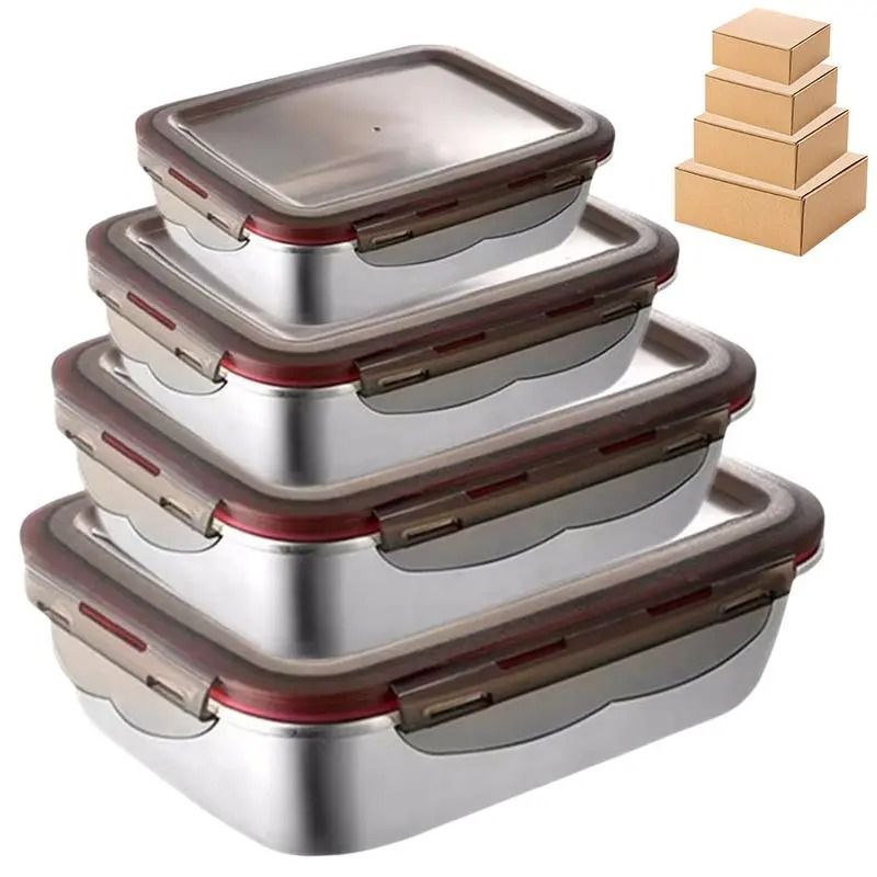 304 Stainless Steel Leakproof Bento Box Portable Food Storage Container for Travel and Office