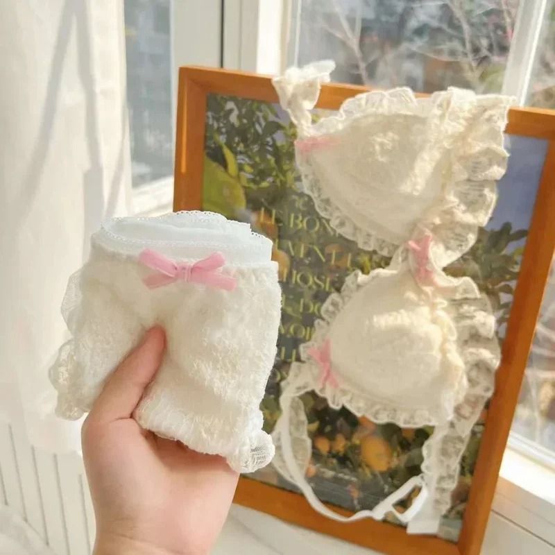 French Retro Lolita Lace Bra | Wireless Sweet Japanese-Style Lingerie