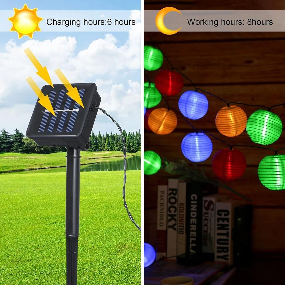 10-LED Solar Globe Lantern String Lights | Waterproof Outdoor Garland for Garden, Weddings & Parties