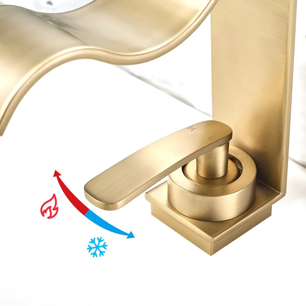 Luxury Brushed Gold Bathroom Sink Faucet
