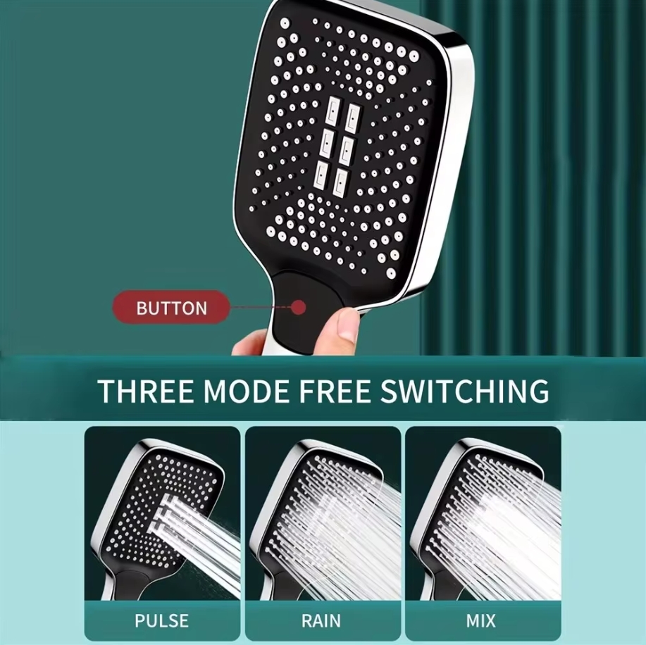 High Pressure Adjustable Shower Head Mode Large Flow Rainfall Shower Bathroom Mixer Water Saving