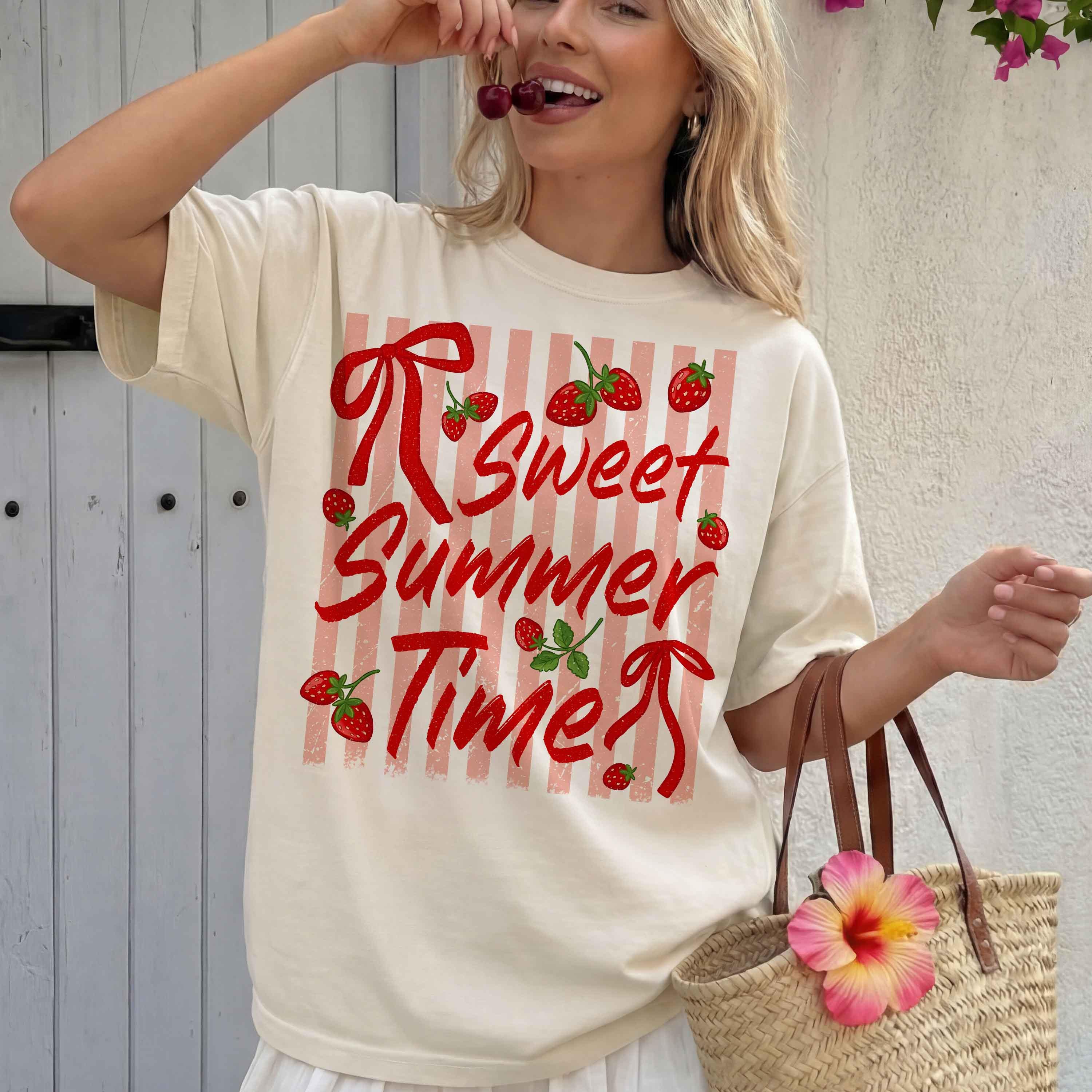 Sweet Summer Time Shirt Strawberry Cute Graphic Tee Trendy Summer Outfit Gift