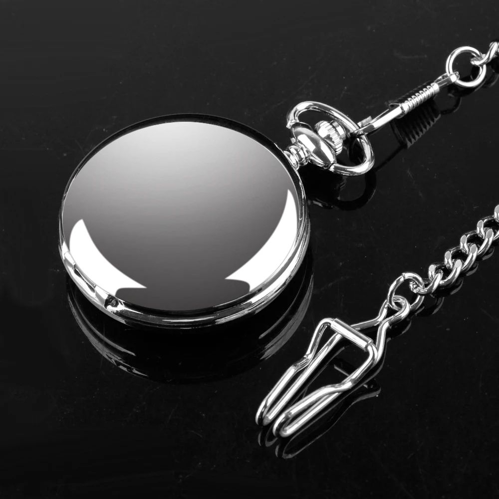 Luxury Silver Pocket Watch with Chain Roman Numerals