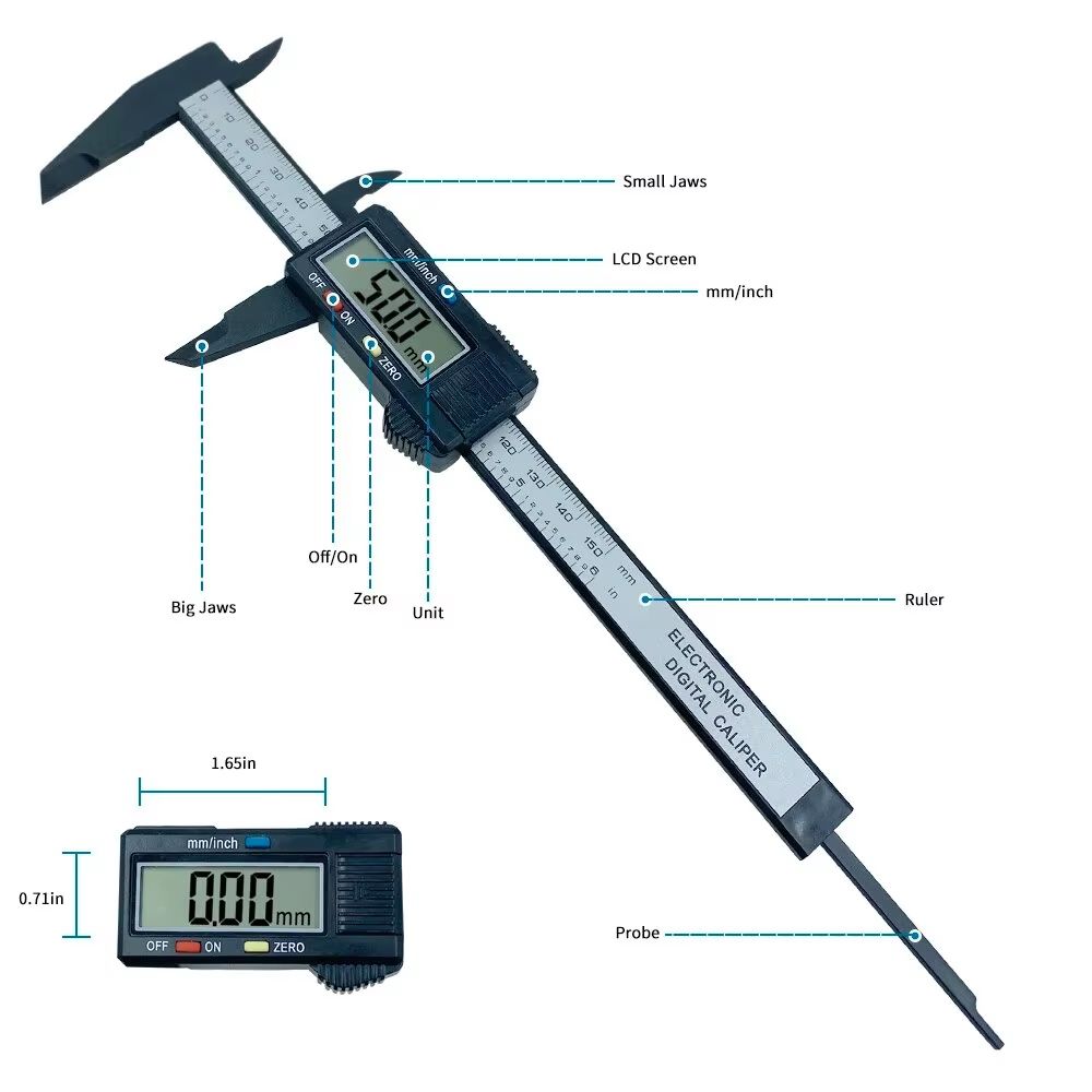 Carbon Fiber Digital Caliper Electronic Measuring Tool