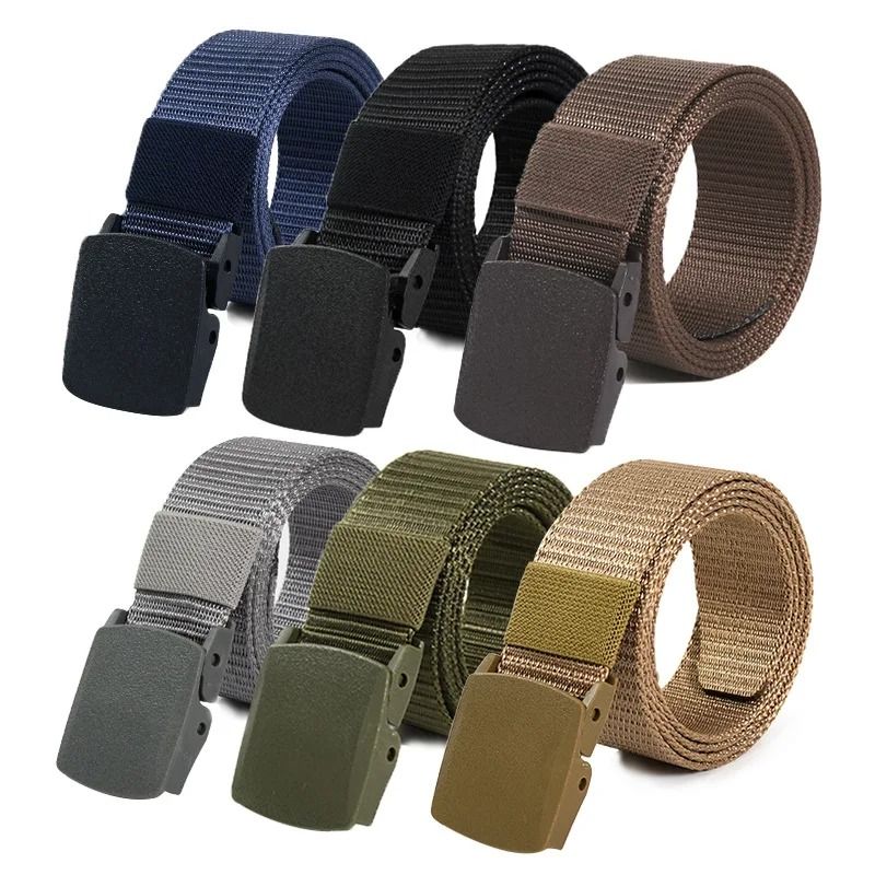 Nylon Tactical Belt with Plastic Buckle Lightweight Metal Free Canvas Belt