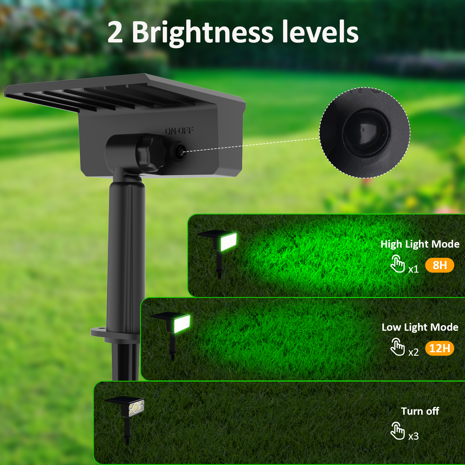 Solar Power Light Outdoor, IP65 Solar Lamp, Green Blue Solar Garden Spotlight Wall Light