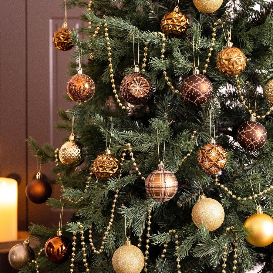 Shatterproof Luxury Ornaments, Bronze Copper Gold Hanging Balls, Christmas Tree, Thanksgiving Fall Decorations