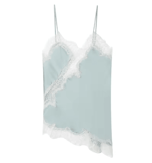 HXAO Y2K Lace Camisole Asymmetrical Satin Backless Slip Top
