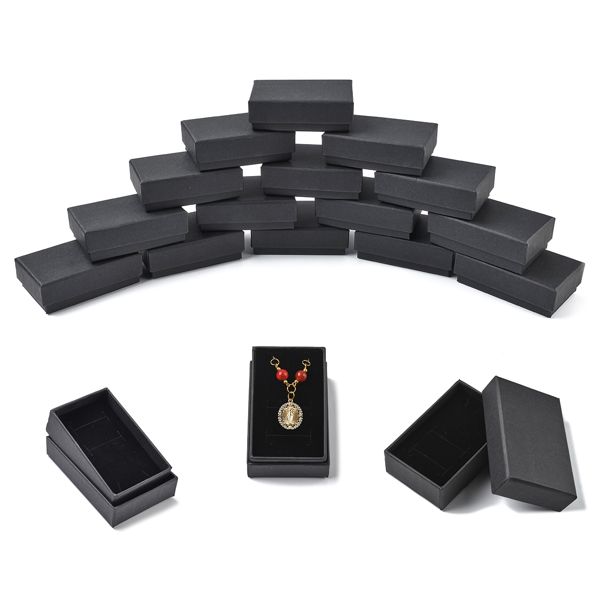Kraft Paper Jewelry Boxes, Ring Box, Rectangle For Mother's Day Gift Packaging