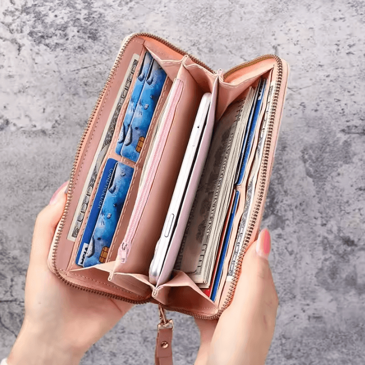 Womens Long Zipper Wallet PU Leather Card Holder Clutch Purse