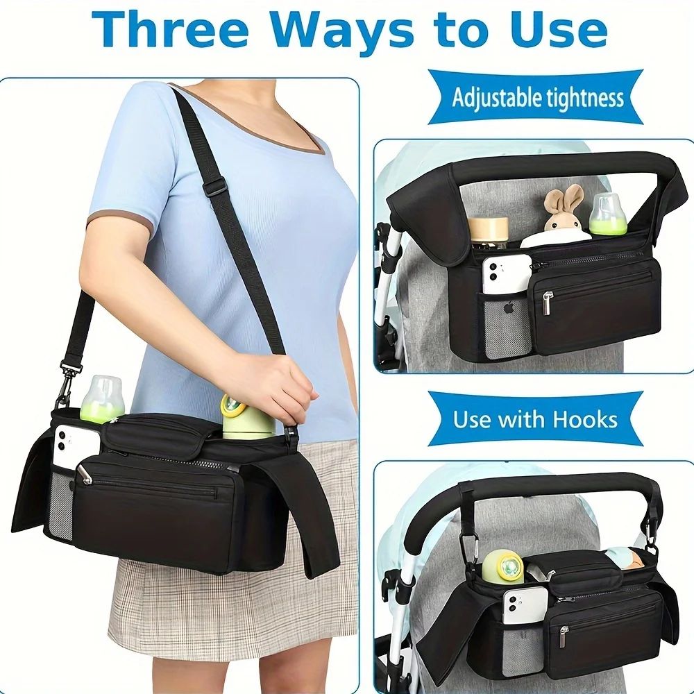 Baby Stroller Organizer Bag with Cup Holder and Phone Pocket