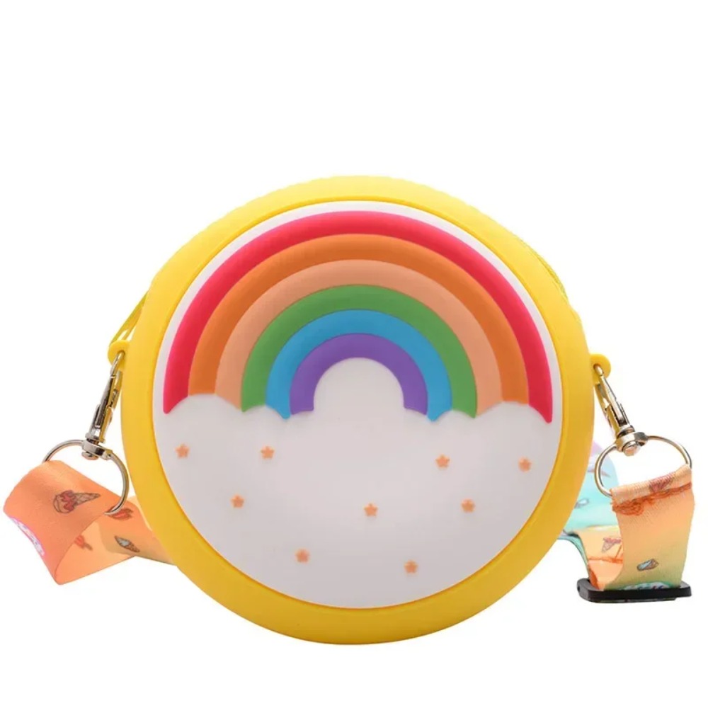 Children Silicone Crossbody Bag Rainbow Donut Small Handbag Baby Girl Adjustable Strap