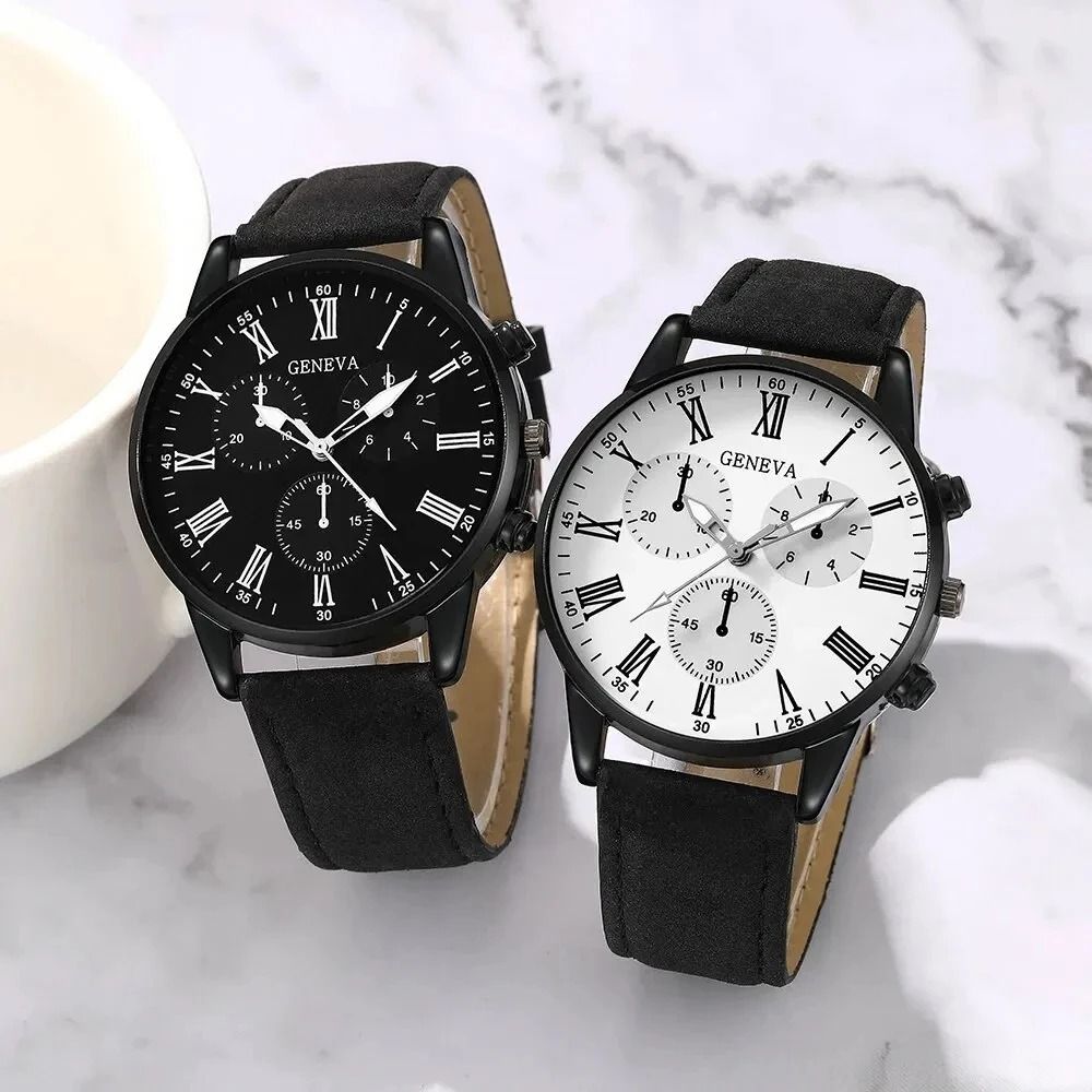 Elegant Leather Couple Watch Set