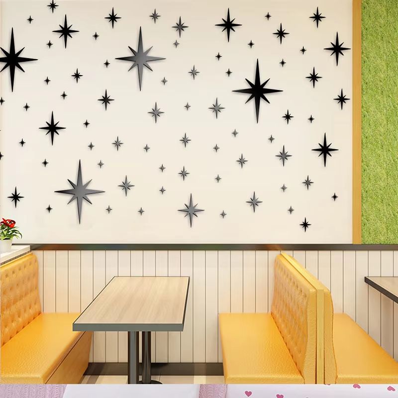 82-Piece Acrylic Mirror Wall Stickers 3D Star Wall Decor Self-Adhesive for Home, Bedroom & Living Room