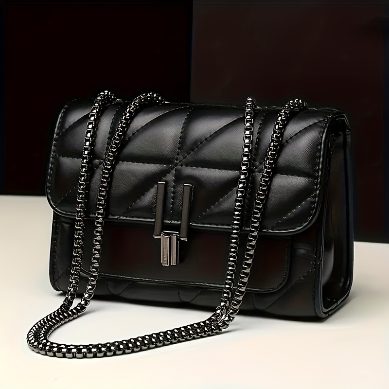 Elegant Black Mini Tartan Crossbody Bag with Adjustable Shoulder Strap