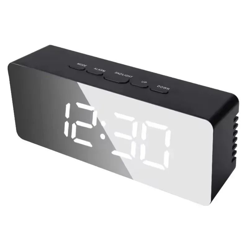 Mirror LED Alarm Clock Digital Display with Temperature and Smart Night Light