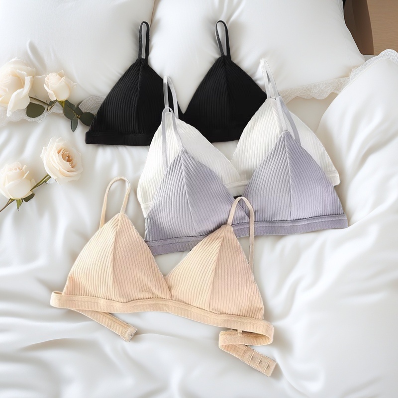 Women's Cotton Push-Up Bralette, Seamless Wire-Free Brassiere, Solid Color Bras, Sexy Lingerie, Comfortable Underwear
