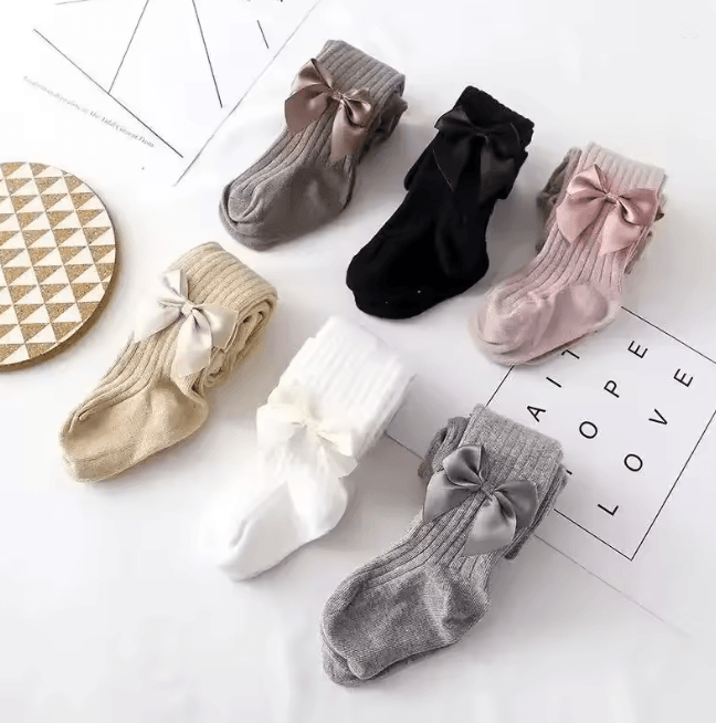 Girls Cotton Bow Tights High Waist Winter Pantyhose for Toddlers and Kids