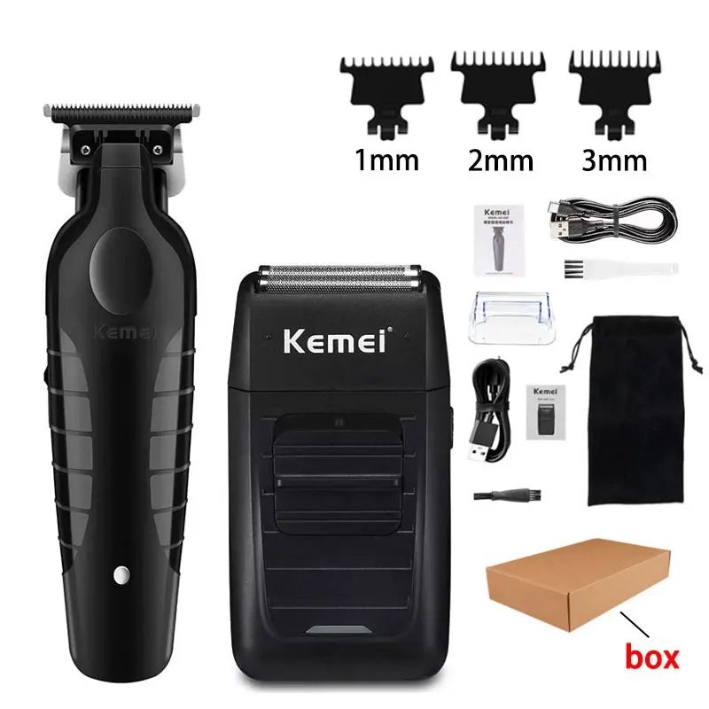 Professional Mens Hair Clipper Kit Rechargeable Electric Trimmer and Shaver