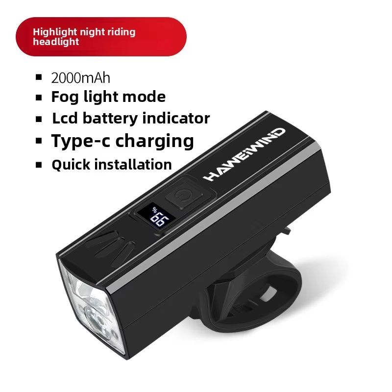 2000Lumens Rechargeable Bicycle Headlight – Waterproof MTB Front Light with Battery Level Display