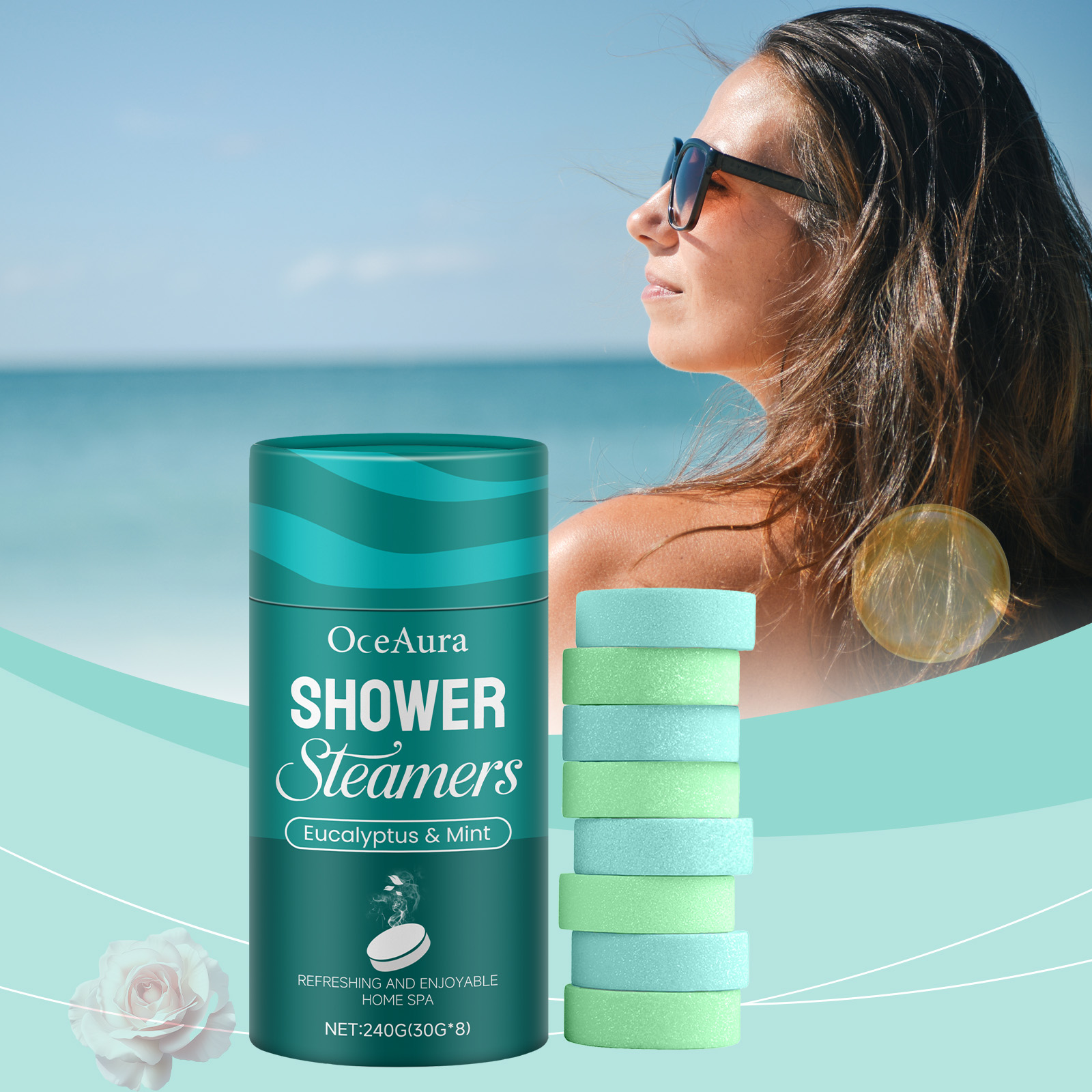 Shower Steamers Eucalyptus Mint, Lavender Rose, Relaxing Mind and Body, Cleaning Bath Tablets for Relaxation