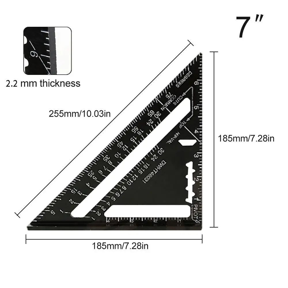 7 Inch Aluminium Alloy Triangle Ruler Speed Square