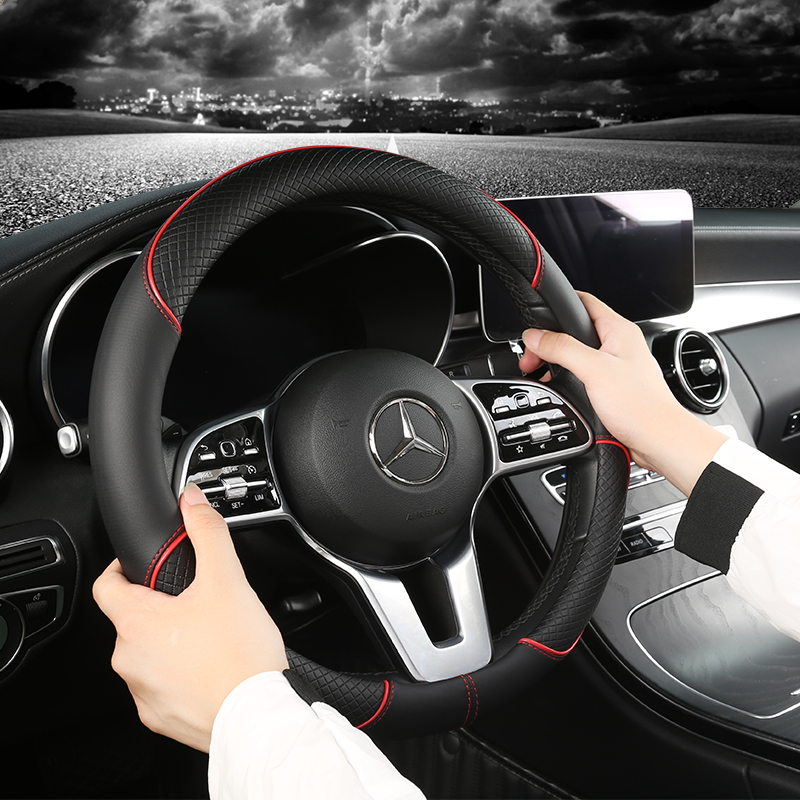 Universal Leather Diamond Steering Wheel Cover All Seasons Durable Anti-Slip Veins Design