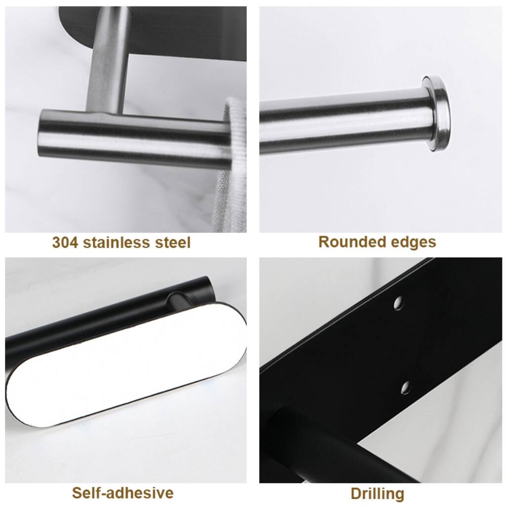 Self Adhesive Wall Mounted Paper Towel Holder Stainless Steel No Drill Bathroom Kitchen Rack