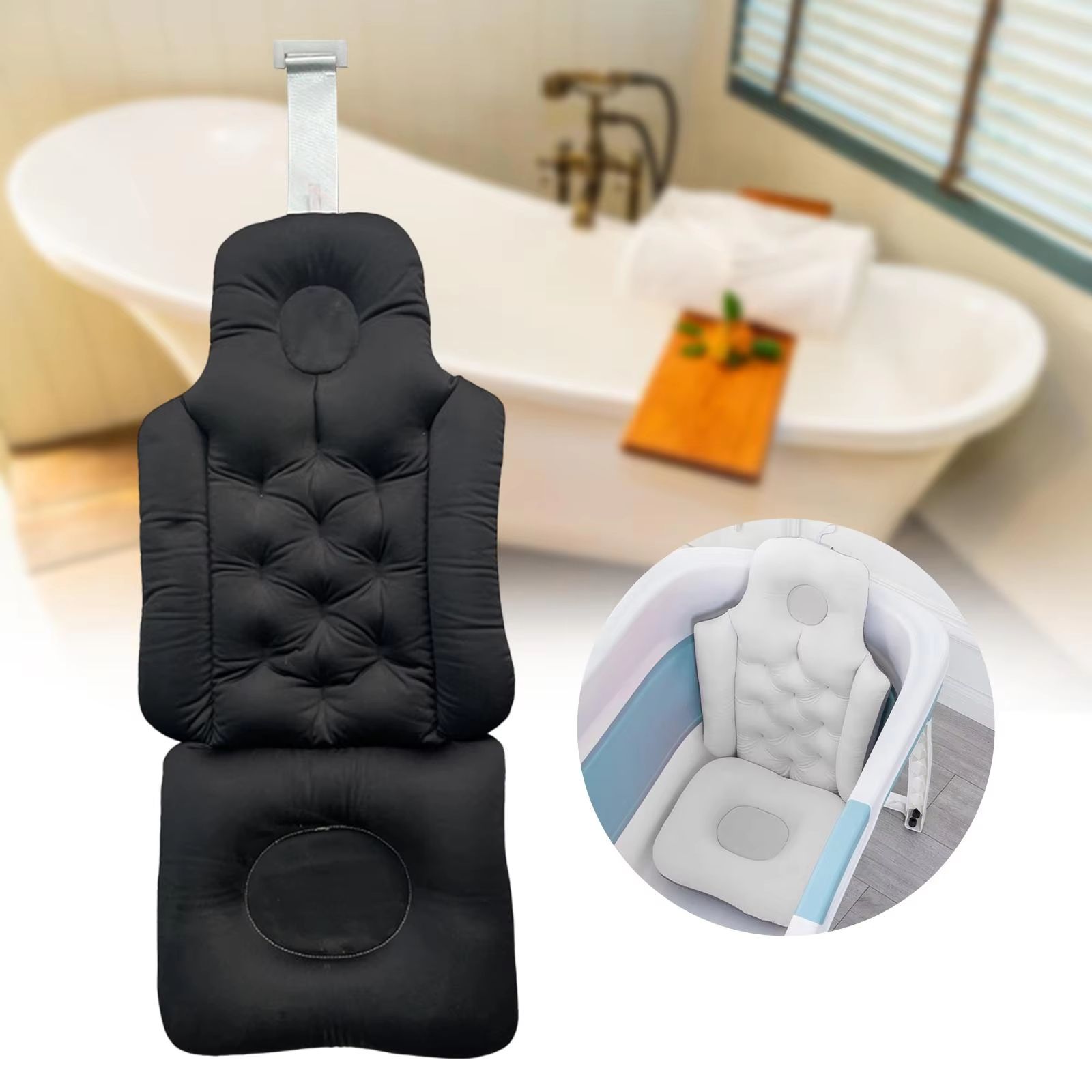 Luxury Full Body Bath Pillow Waterproof Bathtub Spa Cushion with Back and Neck Support