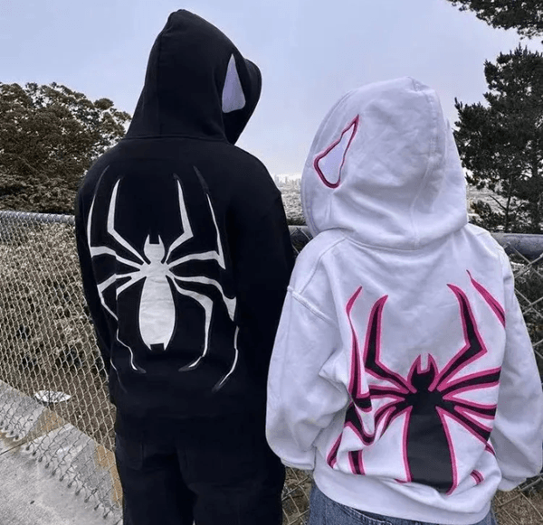 Spider Graphic Zip Up Hoodie Oversized Harajuku Streetwear Jacket