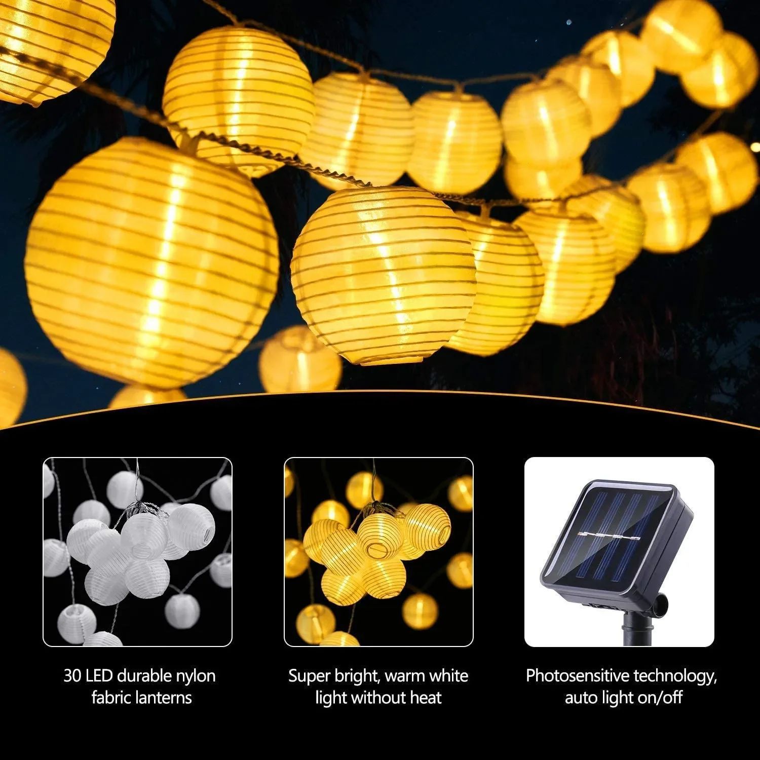 Solar Lantern String Lights – Waterproof Outdoor Fairy Lights for Garden & Patio