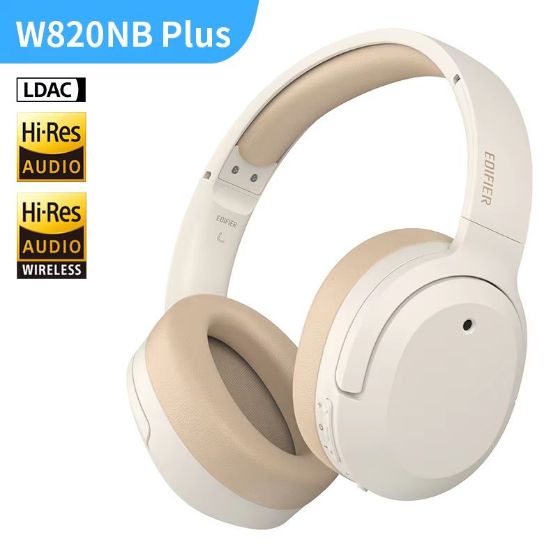Edifier W820NB Plus Wireless Headphones – Over-Ear Bluetooth Headset with 43dB ANC, Hi-Res LDAC & 49H Playtime