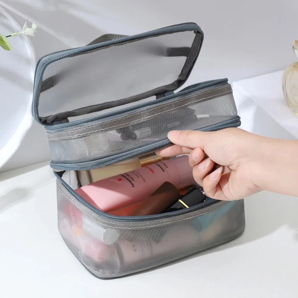 Nylon Double Layer Mesh Cosmetic Bag