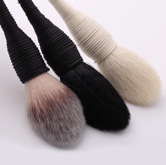 ArtisanBlend Goat Hair Makeup Brush Set Rattan Handle Professional Face and Powder Brushes