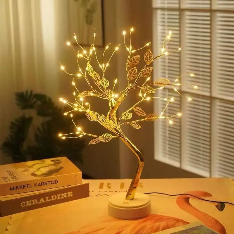 Artificial Bonsai Desktop Tree Lamp – USB/Battery Powered LED Night Light
