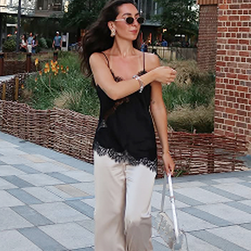 Trendy Lace Asymmetrical Tank Top, Black Sleeveless Slip, Women Backless Off Shoulder Camisole, Summer Fashion Tops