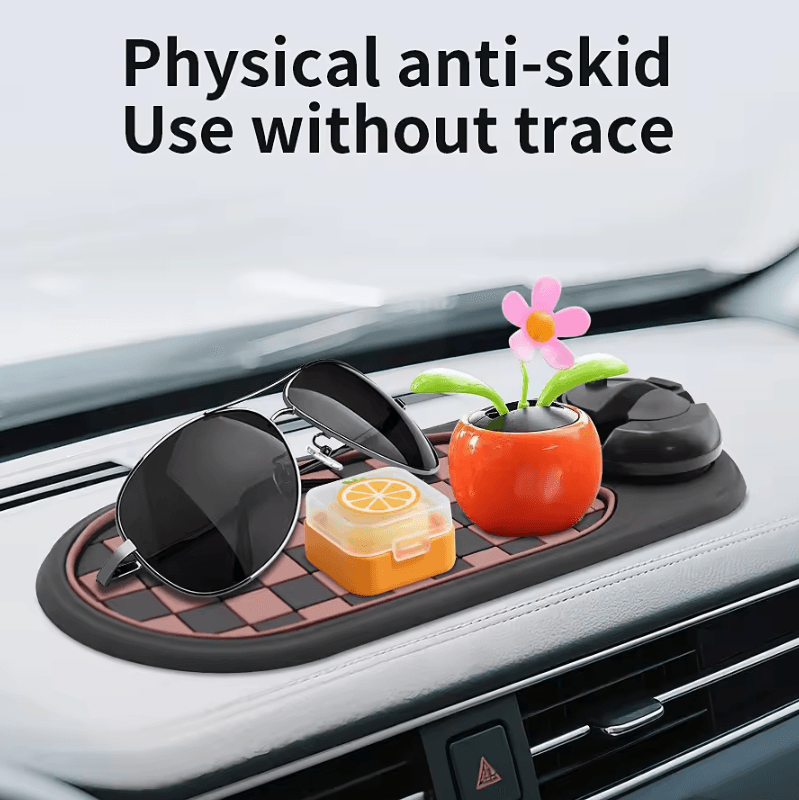 3-in-1 Dashboard Phone Holder – Anti-Slip Car Phone Mount with 360 Degree Rotation and Non-Slip Adhesive Mat