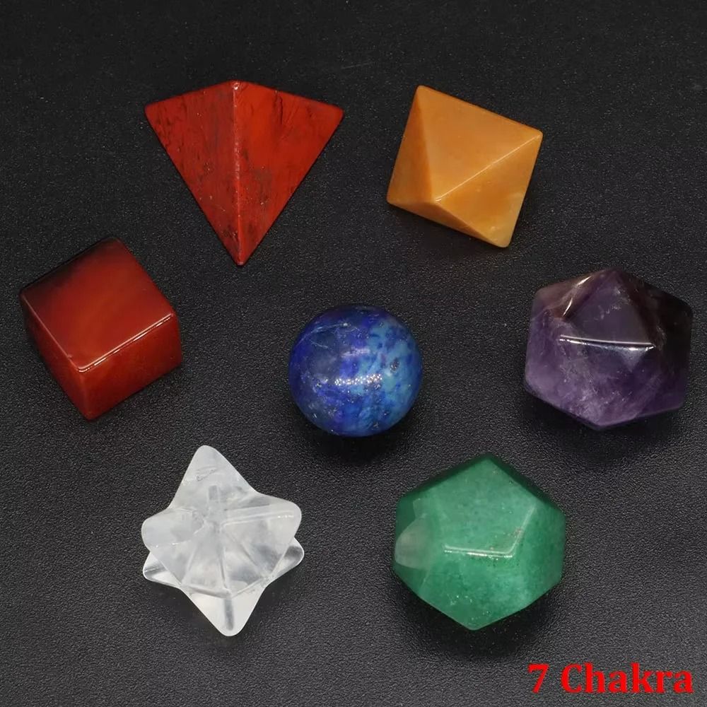 Platonic Solid Crystal Set Sacred Geometry Chakra Healing Reiki Stones