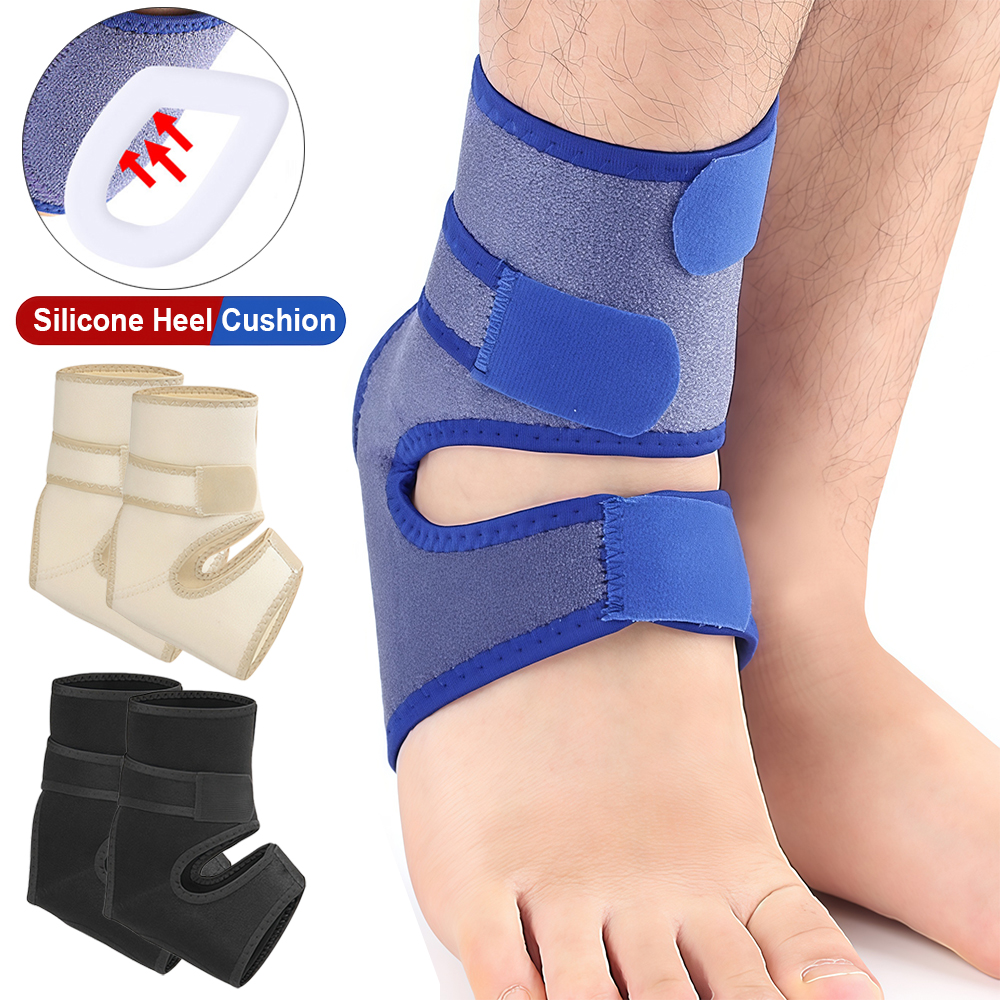 Compression Sleeve Ankle Support Brace with Silicone Heel Pad, Relief for Sprains, Foot Fatigue, Plantar Fasciitis