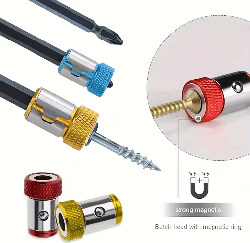 6-Piece Universal Magnetic Screw Ring Drill Bit Set – Non-Slip Magnetized Phillips Bits