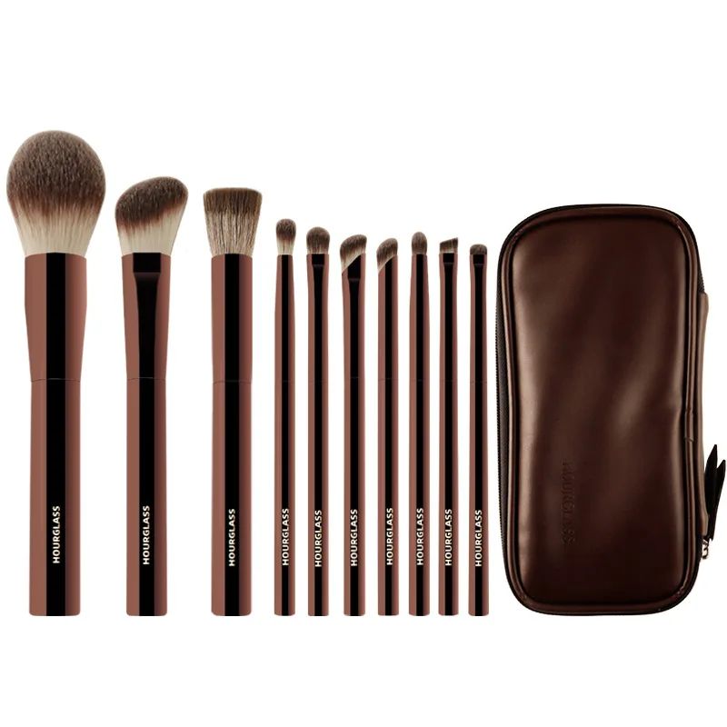 10 Piece Professional Makeup Brush Set with Cosmetic Bag Foundation Eyeshadow and Powder Brushes