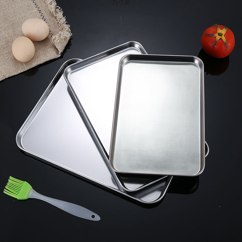 Stainless Steel Rice Noodle Serving Tray Rectangle Buffet Presentation Plate