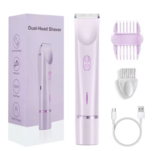 Mini Waterproof Rechargeable Womens Electric Shaver Dual Head Bikini Trimmer & Body Hair Remover