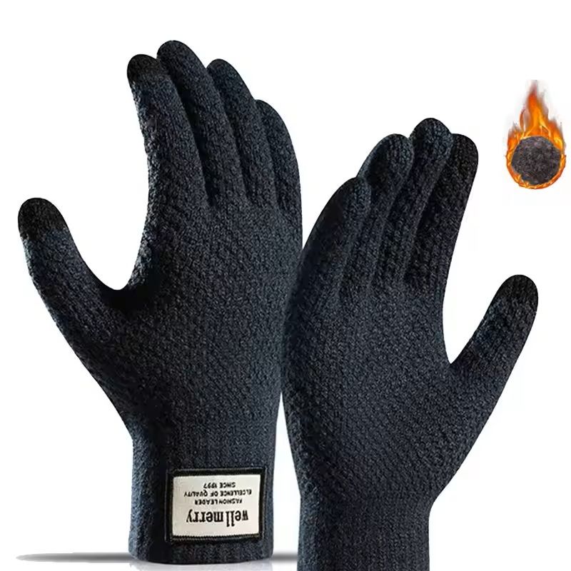 Men's Knitted Touchscreen Gloves Warm Wool Cashmere Mittens